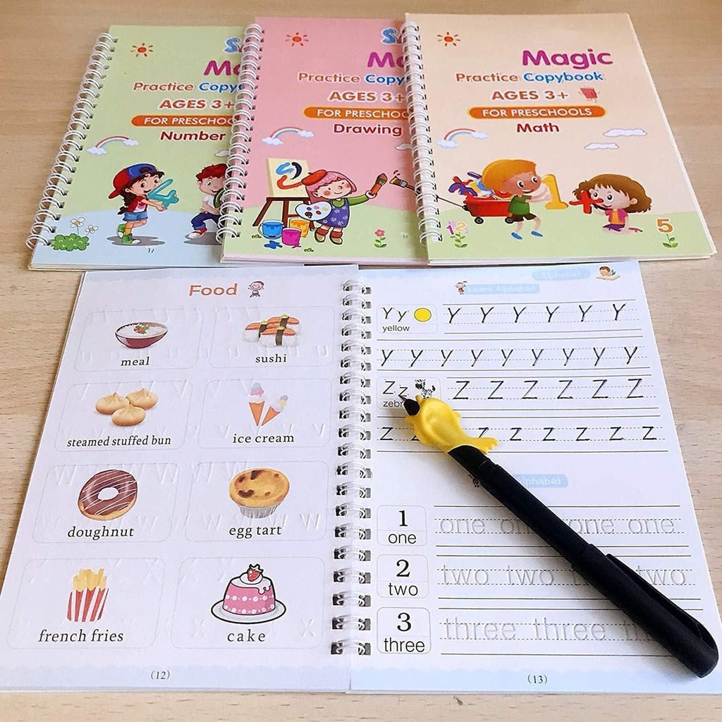 Magic Practice Copybook Set for Kids – Reusable Handwriting Workbook
