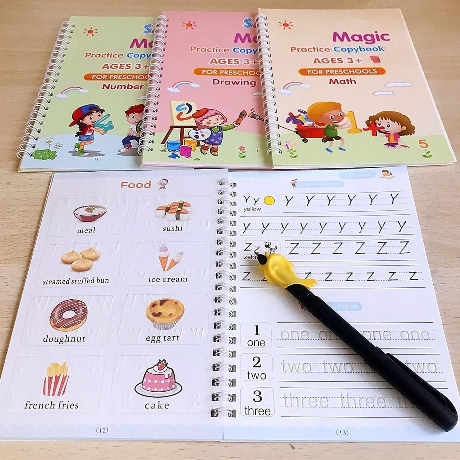 Magic Practice Copybook Set for Kids – Reusable Handwriting Workbook